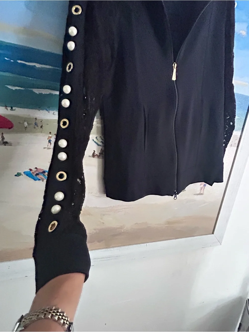 Daniel Drei Italian Black Zip-Front track Jacket